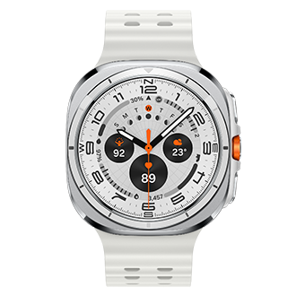 Tytanowy biały smartwatch Galaxy Watch Ultra na wprost 