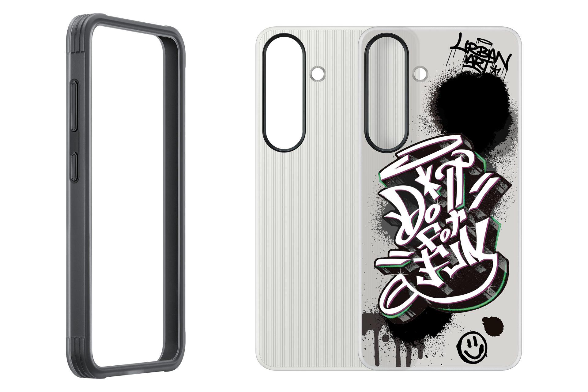 Czarne Etui Flipsuit (Rugged) Case do Galaxy S25 z kilku ujęć jednocześnie 