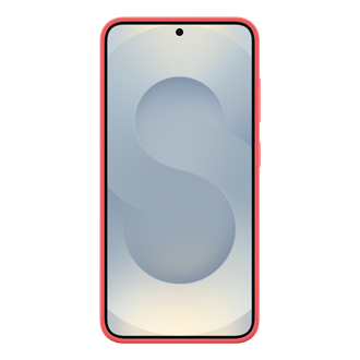 Smartfon w czerwonym etui Silicone Case do Galaxy S25 przodem