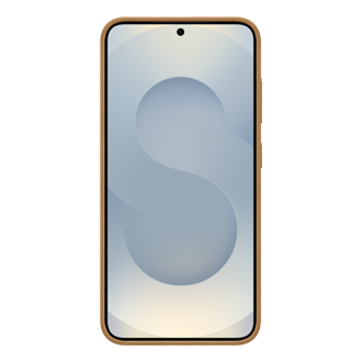 Smartfon w złotym Etui Kindsuit Case do Galaxy S25 przodem