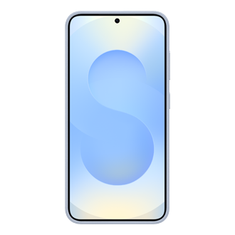 Smartfon w jasnoniebieskim Etui Kindsuit Case do Galaxy S25 przodem