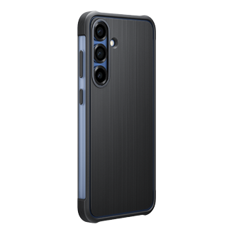 Smartfon w czarnym Etui Rugged Case do Galaxy S25 Plus tyłem