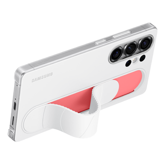 Białe Etui Standing Grip Case do Galaxy S25 Ultra bokiem