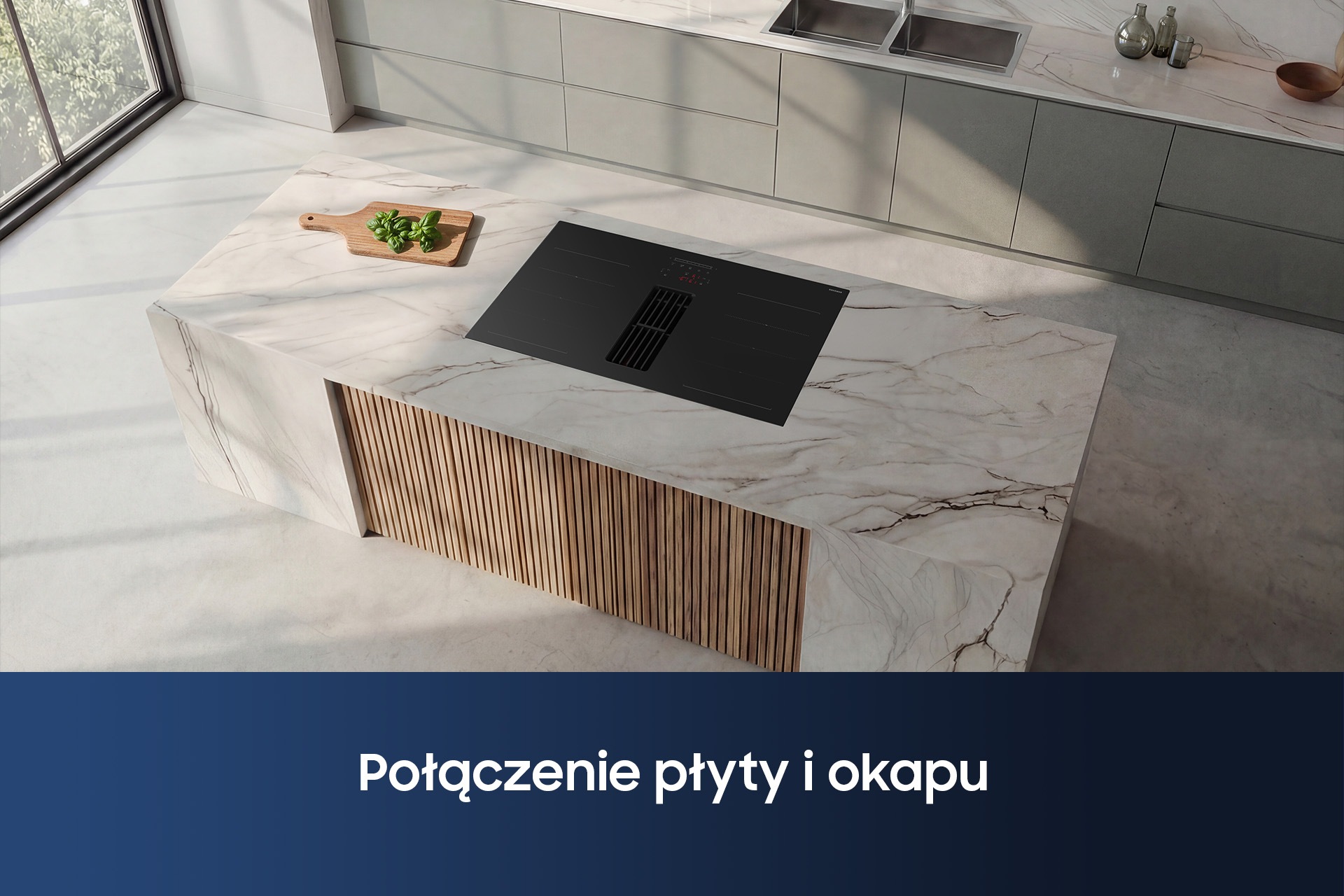 CC90H84JADUR Matowa płyta indukcyjna Anti Scratch zintegrowana z wyciągiem 7.4kW 80 cm Czarny