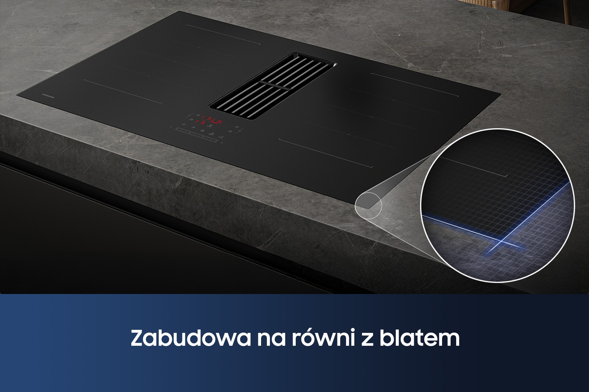 CC90H84JADUR Matowa płyta indukcyjna Anti Scratch zintegrowana z wyciągiem 7.4kW 80 cm Czarny