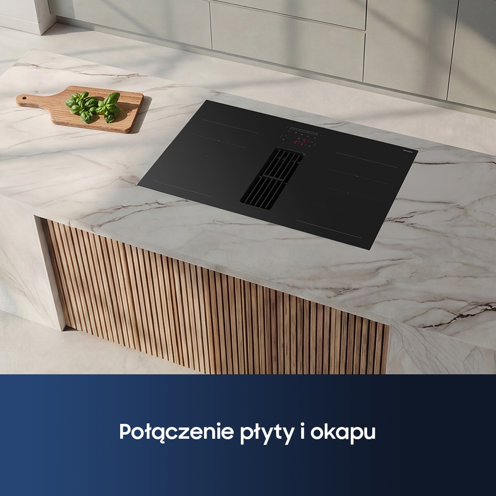 CC90H84JADUR Matowa płyta indukcyjna Anti Scratch zintegrowana z wyciągiem 7.4kW 80 cm Czarny