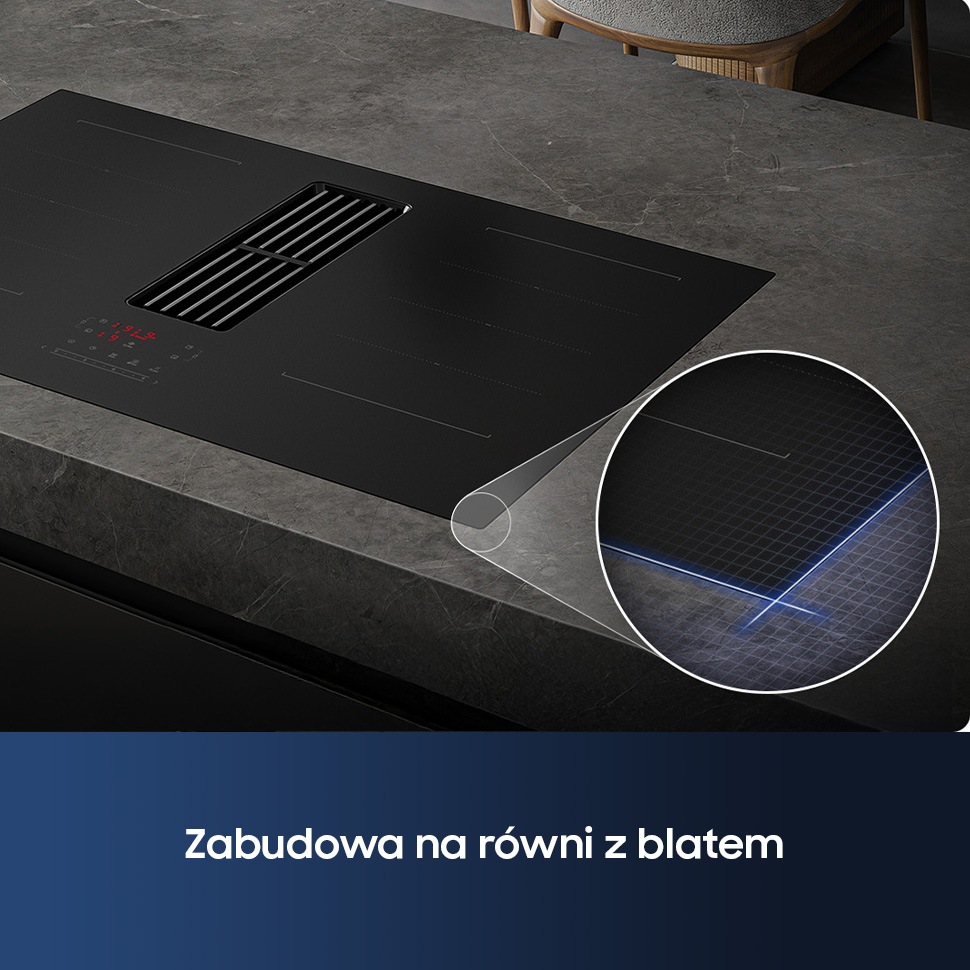 CC90H84JADUR Matowa płyta indukcyjna Anti Scratch zintegrowana z wyciągiem 7.4kW 80 cm Czarny