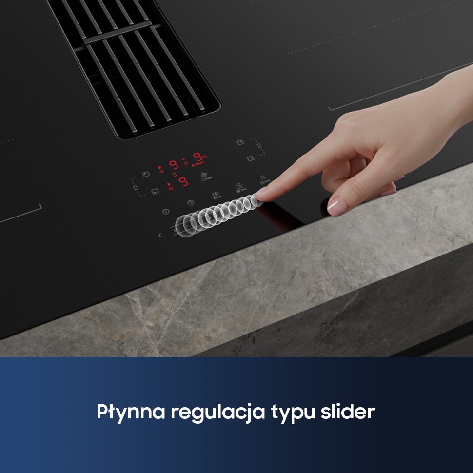 CC90H84JADUR Matowa płyta indukcyjna Anti Scratch zintegrowana z wyciągiem 7.4kW 80 cm Czarny