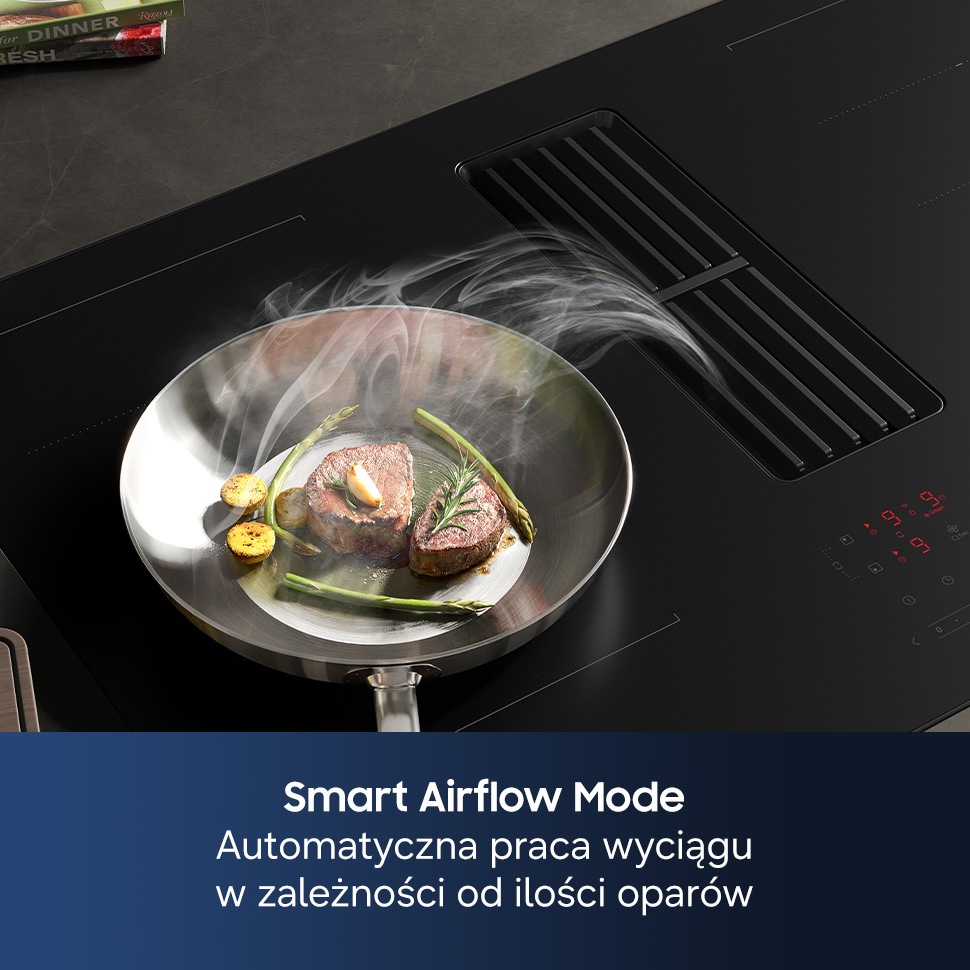 CC90H84JADUR Matowa płyta indukcyjna Anti Scratch zintegrowana z wyciągiem 7.4kW 80 cm Czarny