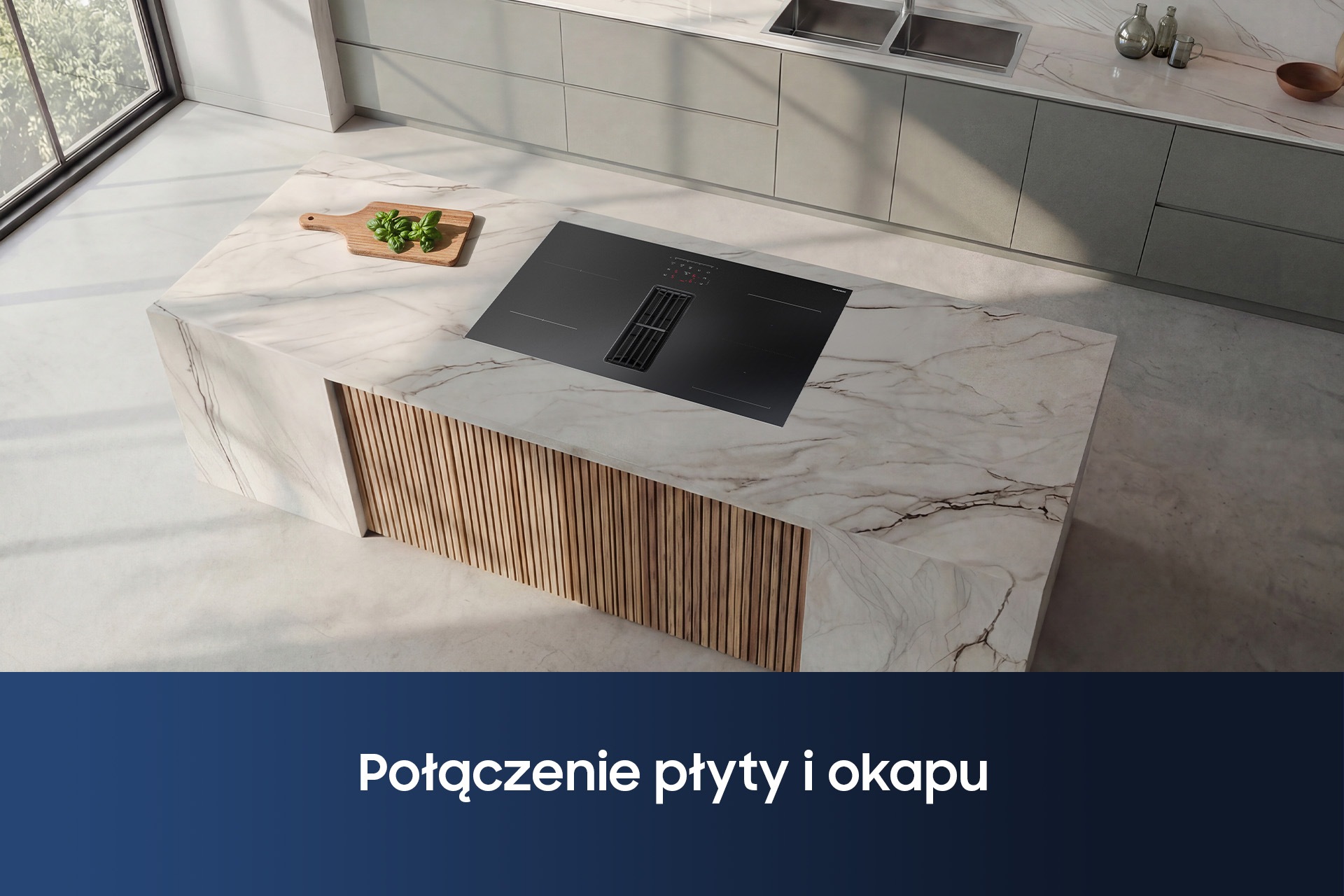 CC90H84PADUR Matowa płyta indukcyjna Anti Scratch zintegrowana z wyciągiem 7.4kW 80 cm Czarny