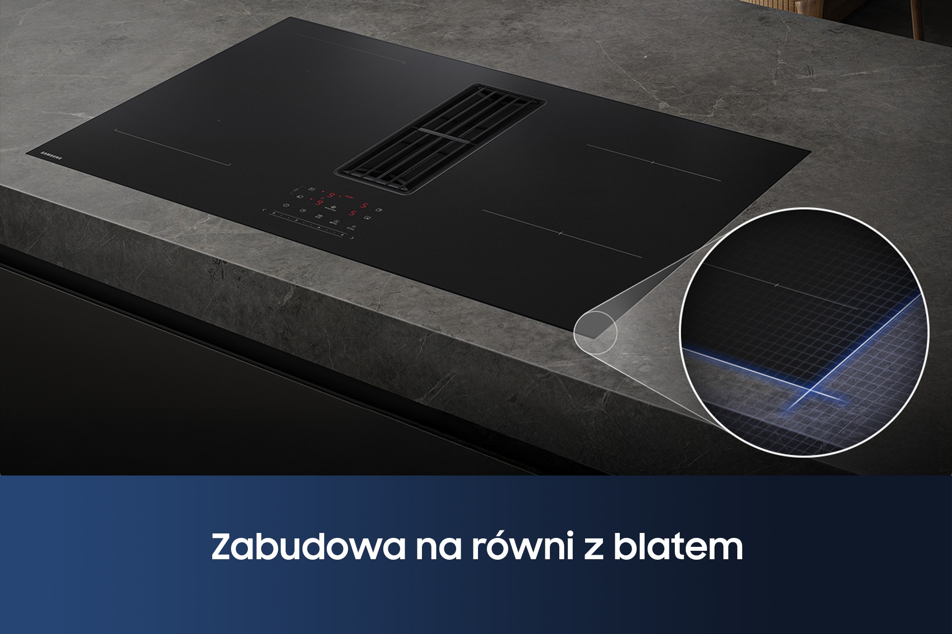 CC90H84PADUR Matowa płyta indukcyjna Anti Scratch zintegrowana z wyciągiem 7.4kW 80 cm Czarny