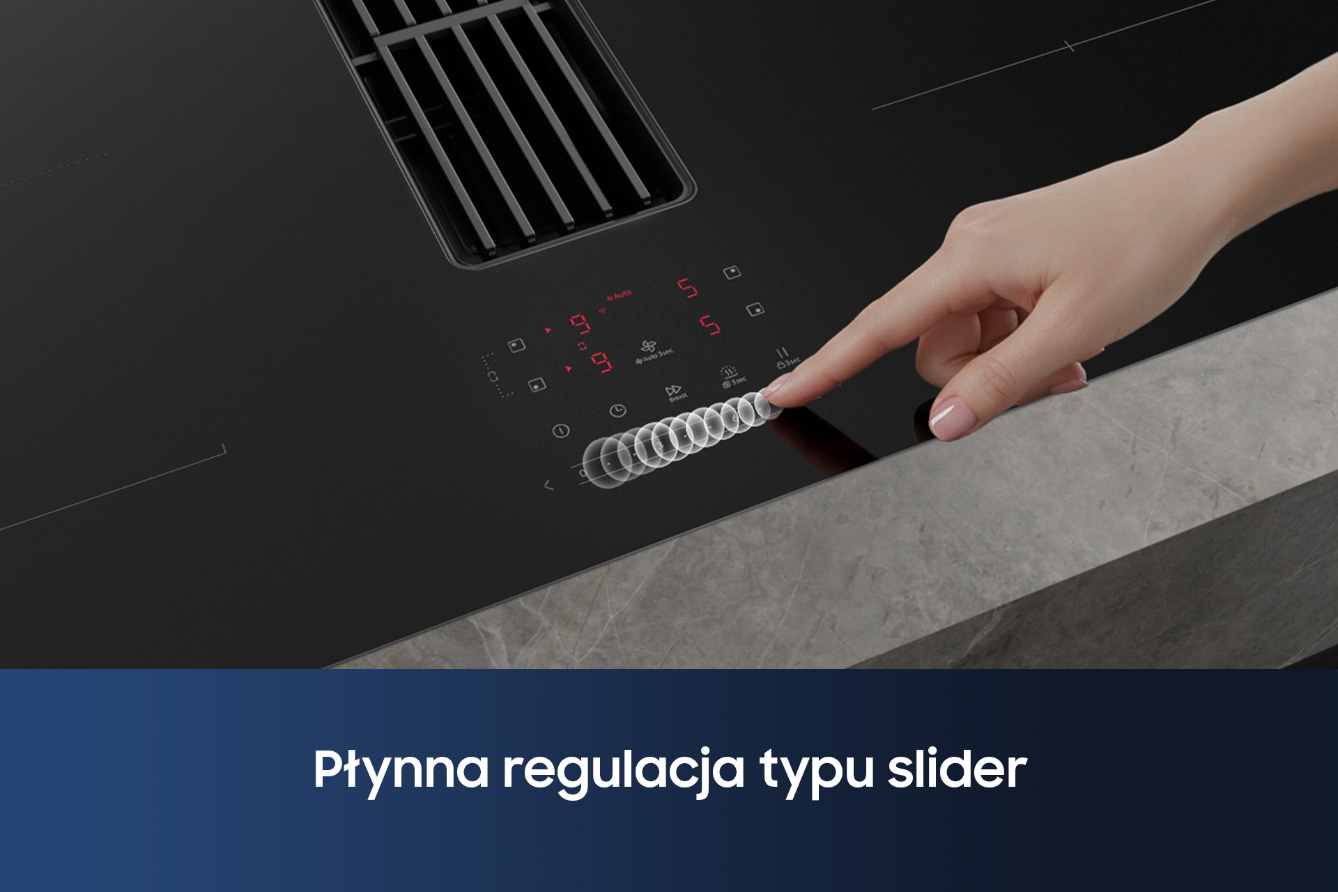 CC90H84PADUR Matowa płyta indukcyjna Anti Scratch zintegrowana z wyciągiem 7.4kW 80 cm Czarny