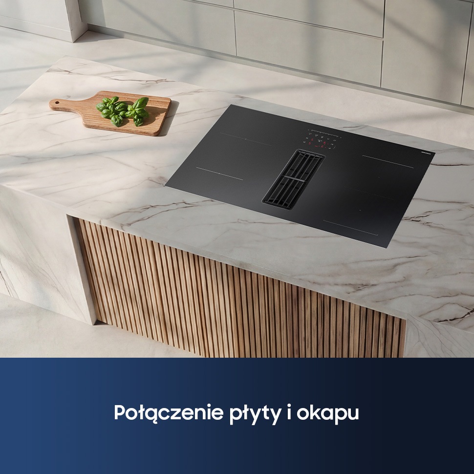 CC90H84PADUR Matowa płyta indukcyjna Anti Scratch zintegrowana z wyciągiem 7.4kW 80 cm Czarny