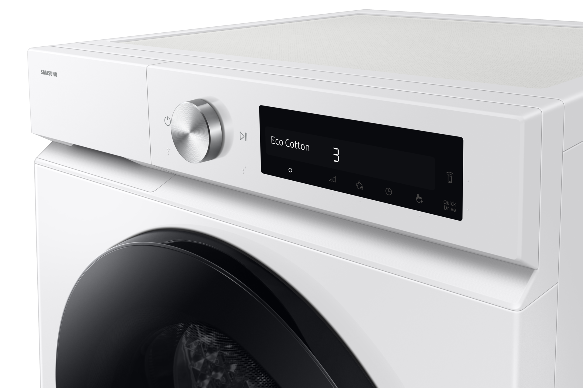 Zbliżenie na panel sterowania suszarki Bespoke AI 9kg z technologią OptimalDry.