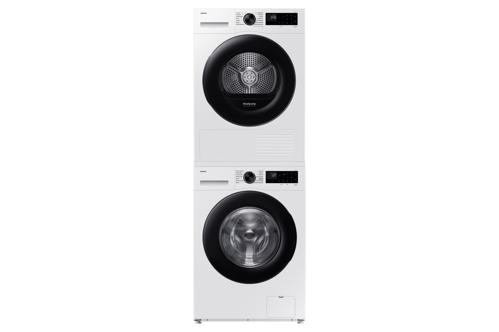 11kg DV5000D Dryer with SpaceMax™ and Hygiene Care Stack-Front-Door-Closed White 