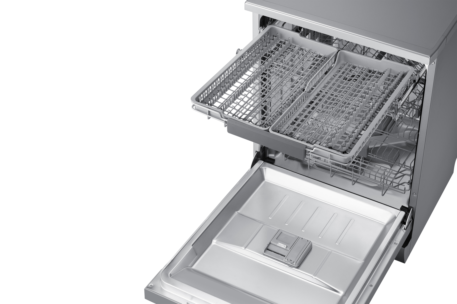 Szeroka szuflada na sztućce w zmywarce Samsung DW60A6092FS/EO.