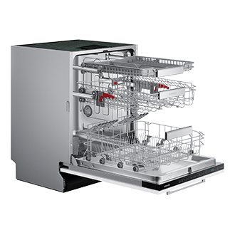 Całkowicie wysunięte kosze w zmywarce 60 cm Samsung DW60A8071BB/EO.