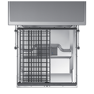Zmywarka wolnostojąca 60 cm Samsung z częściowo złożoną szufladą na sztućce pokazaną od góry - DW60M6050FS