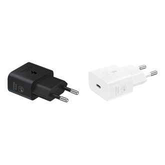 Czarna i biała ładowarka sieciowa z kablem 25W EP-T2510 (C-C) bokiem 