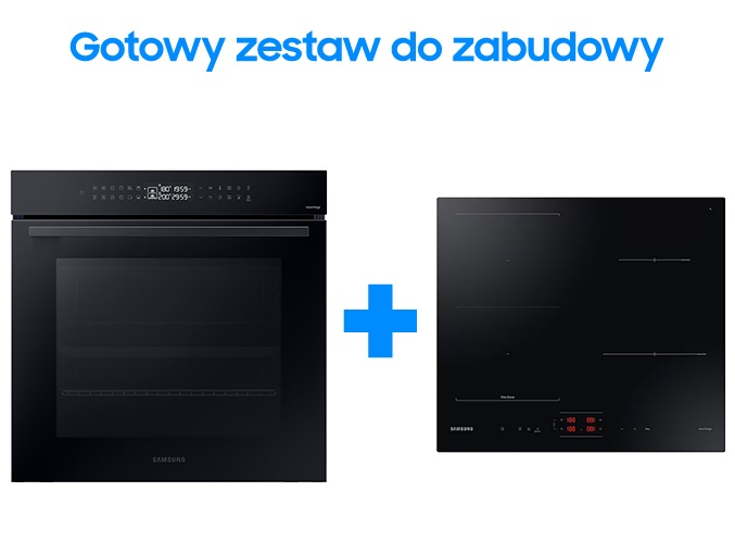 Zestaw do zabudowy Natural Steam w kolorze czarnym składający się z piekarnika i płyty indukcyjnej	