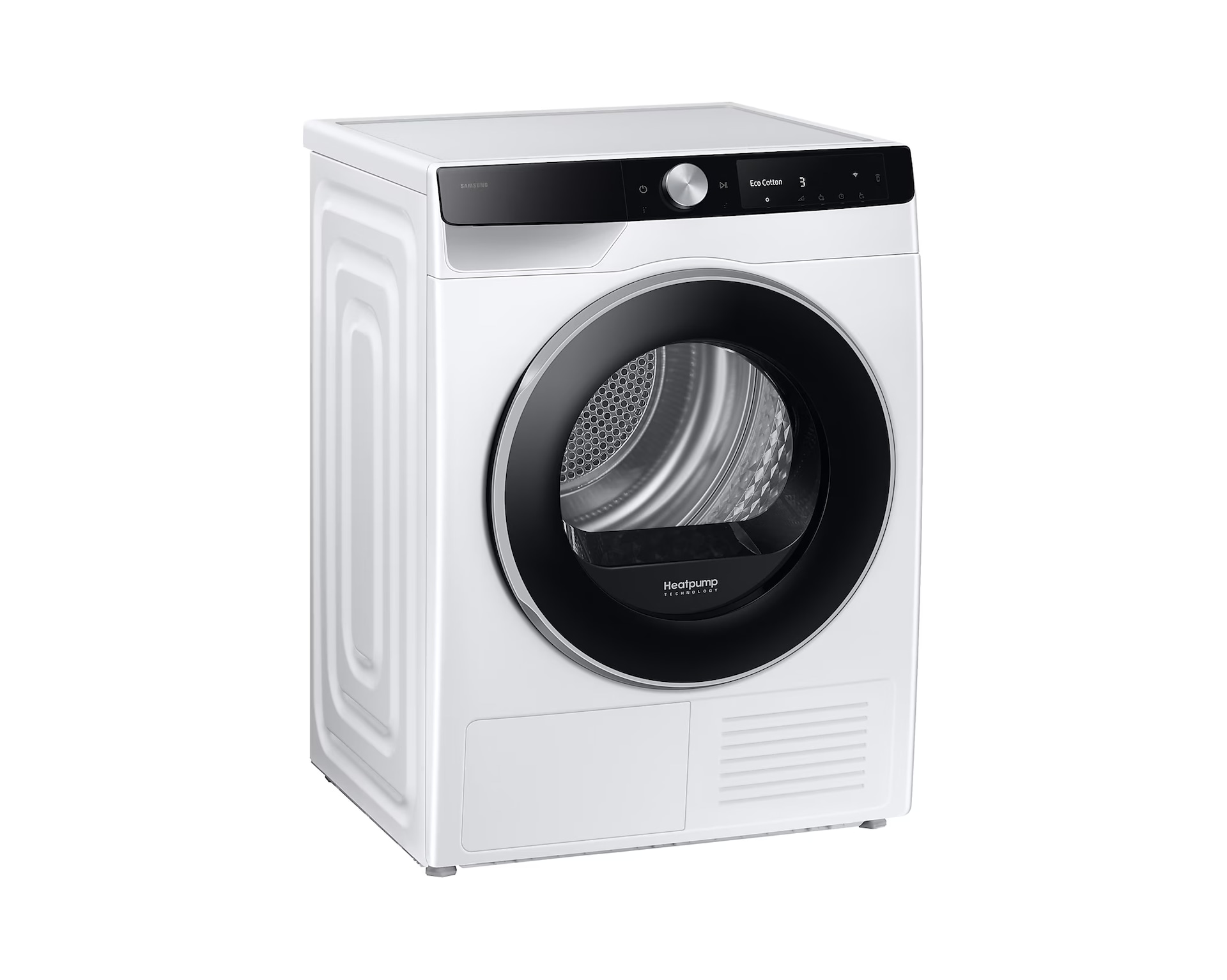 Suszarka AI 9kg DV90DG6845LKU4 biała, widok skosem w prawo.