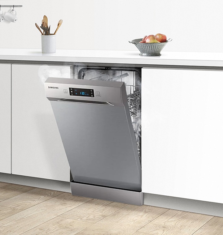 Посудомийні машини Samsung сушаться швидше та ефективніше завдяки автоматичному відкриванню дверцят порівняно з посудомийними машинами без цієї функції