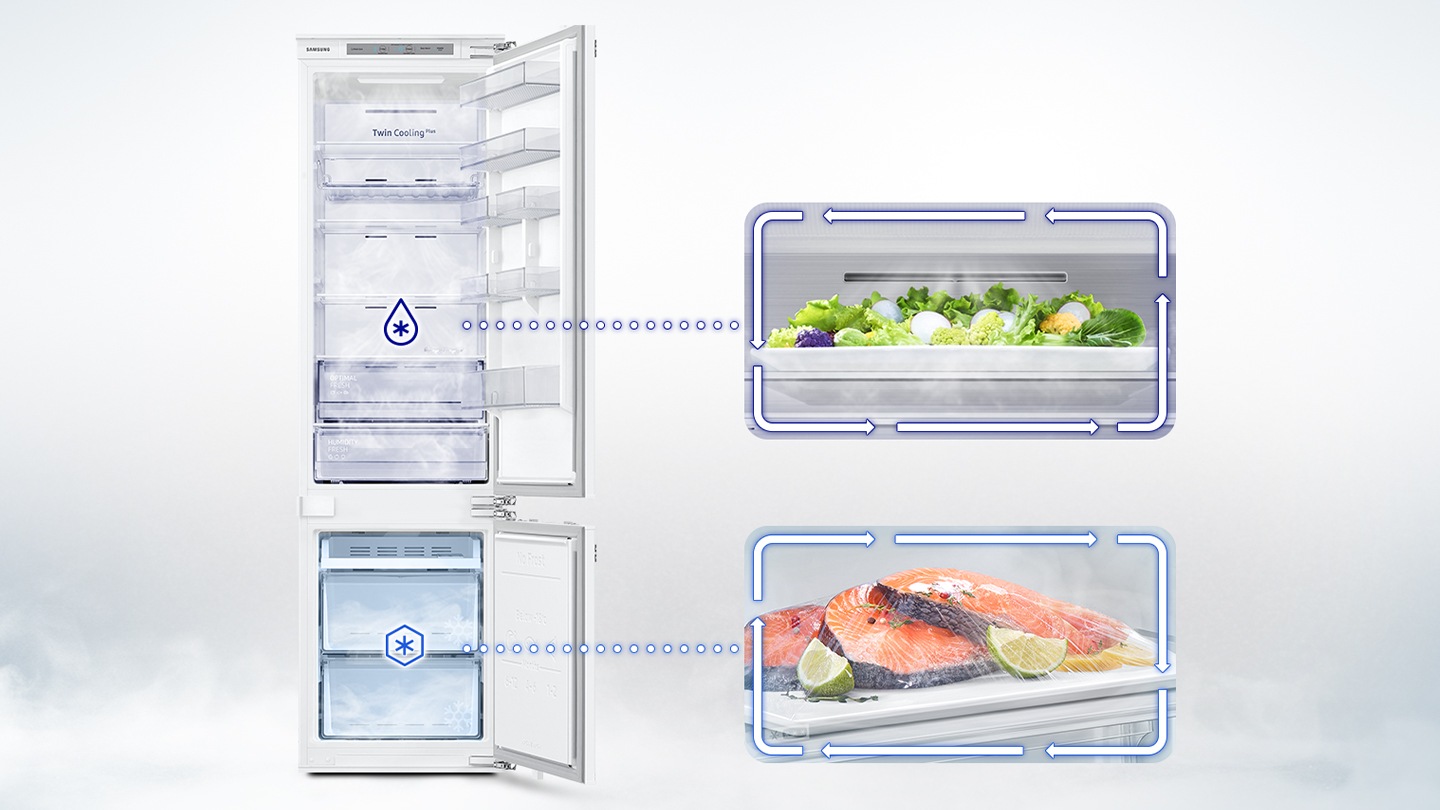 A Twin Cooling Plus-nak köszönhetően a tágas Samsung BRB30615EWW/EF hűtőszekrény külön hűtőrendszert használ a hűtő- és a fagyasztórekeszhez.