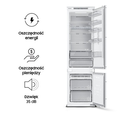 A No Frost Samsung BRB30705DWW/EF beépíthető hűtőszekrényt nem csak a modern technológiák, hanem a magas energiahatékonyság is jellemzi.