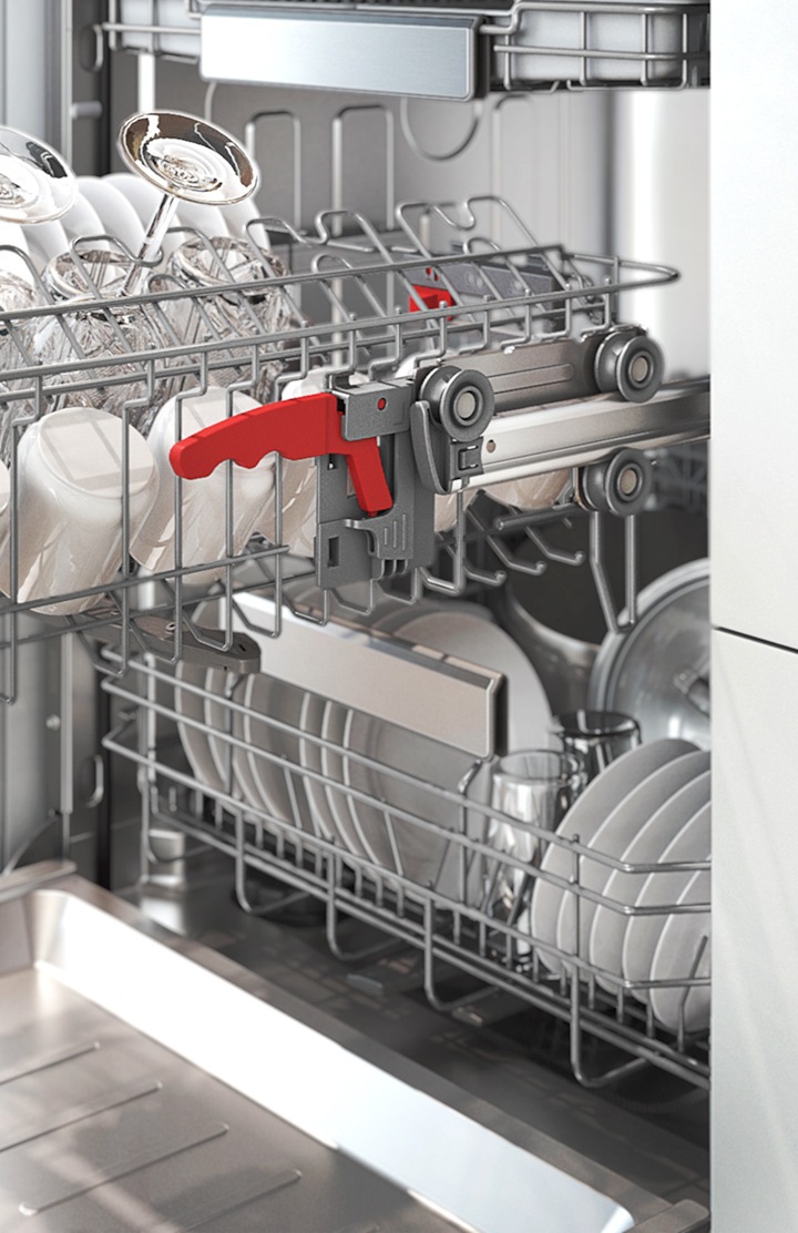 A Samsung DW60A8070US/EO 60 cm-es mosogatógép Soft Rail vezetői lehetővé teszik az egyszerű feltöltést és ürítést.