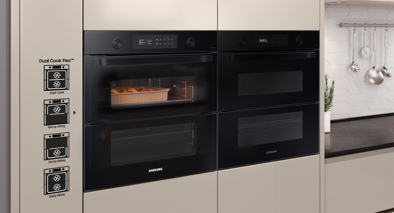 Z piekarnikiem Samsung Dual Cook Flex NV75A6649RK/EO to Ty decydujesz, w której strefie przygotowujesz potrawy.