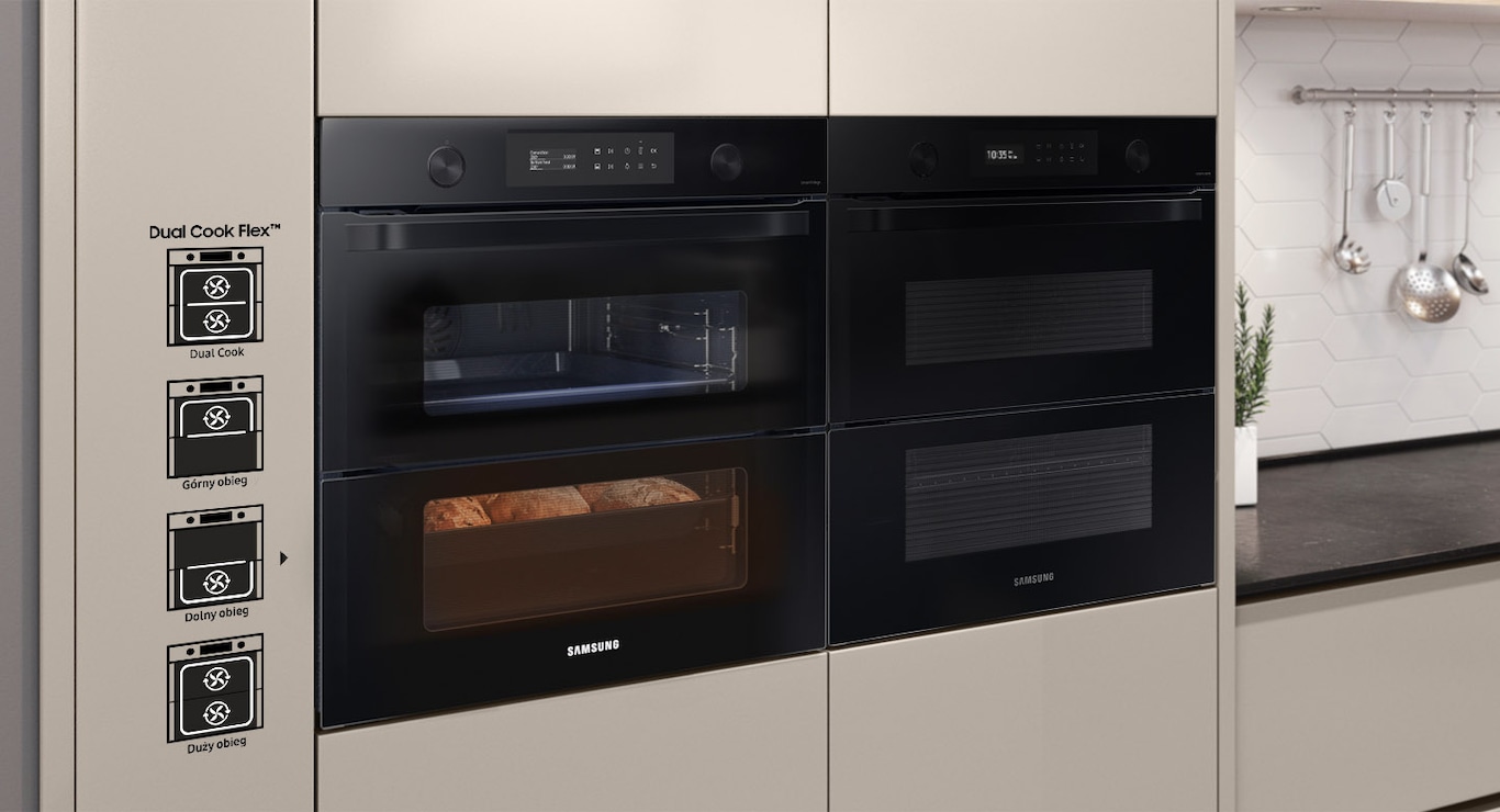 Dolna strefa piekarnika Dual Cook Flex NV75A6649RK/EO od marki Samsung sprawdzi się idealnie przy wypiekaniu chleba.