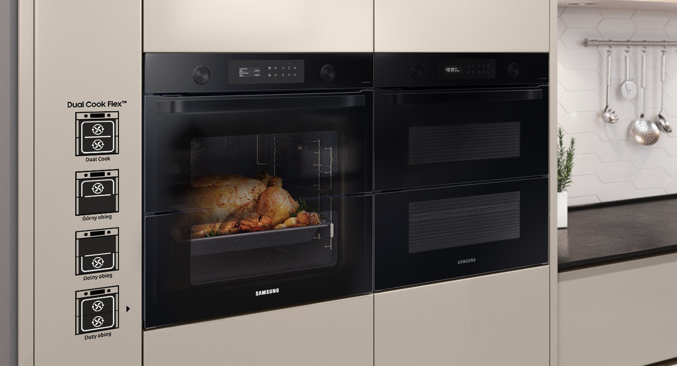 Wykorzystaj obie strefy w piekarniku Samsung Dual Cook Flex NV75A6649RK/EO do przygotowywania wykwintnych dań.