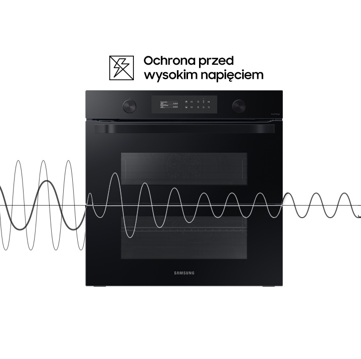 Ochrona przed wysokim napięciem w piekarniku elektrycznym Samsung NV75A6649RK/EO.