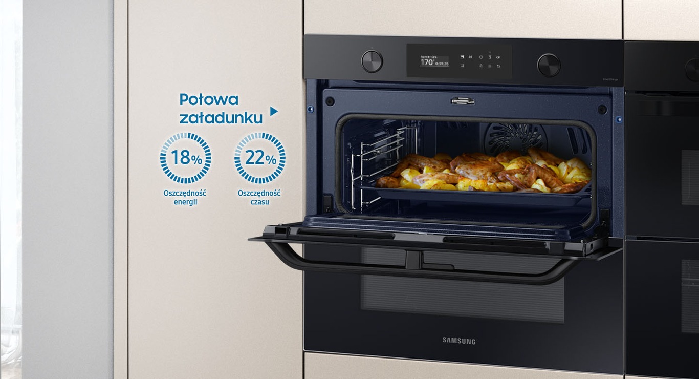 Korzystanie z górnej części piekarnika elektrycznego 75l NV75A6649RK/EO Samsung pozwala oszczędzić energię.