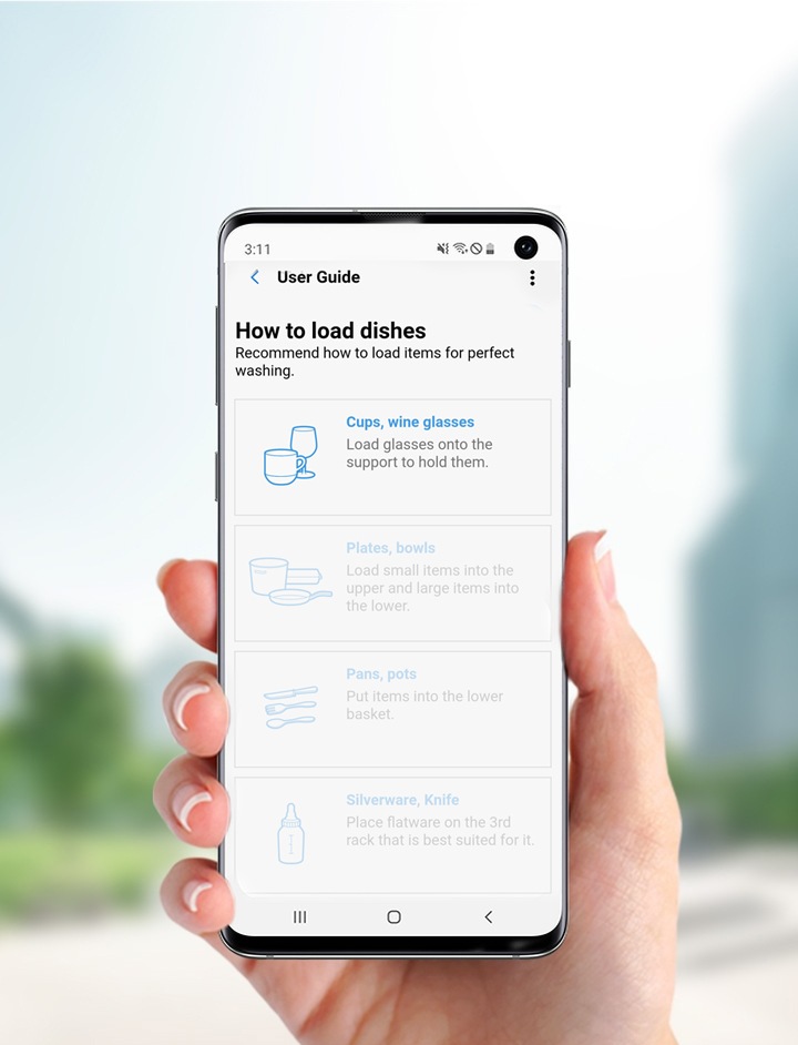 Megjeleníti a SmartThings alkalmazás ikonját, amellyel okostelefon segítségével bárhonnan felügyelhető és vezérelhető a mosogatógép.