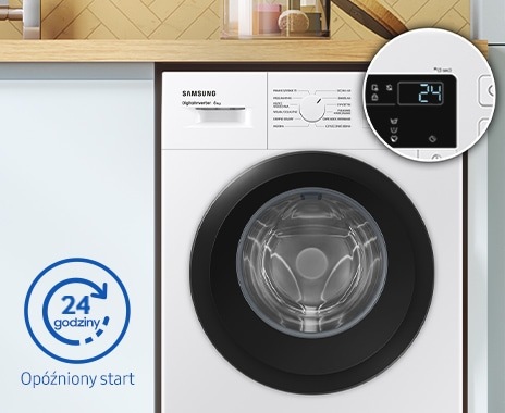 На панелі дисплея з'явиться число 24. Функція відкладеного завершення прання WW3000AM затримує завершення прання на 24 години.