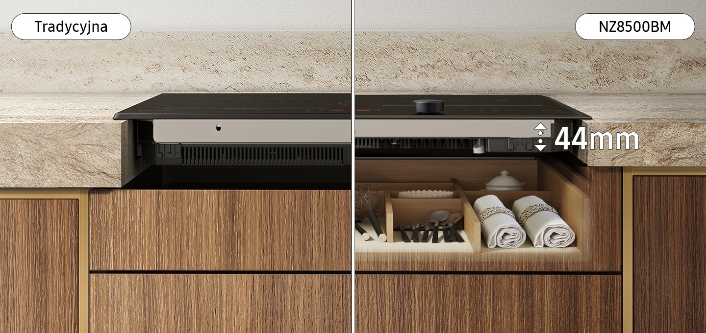 Porównanie tradycyjnej płyty indukcyjnej z płytą indukcyjną SlimFit NZ64B6058GK/U2