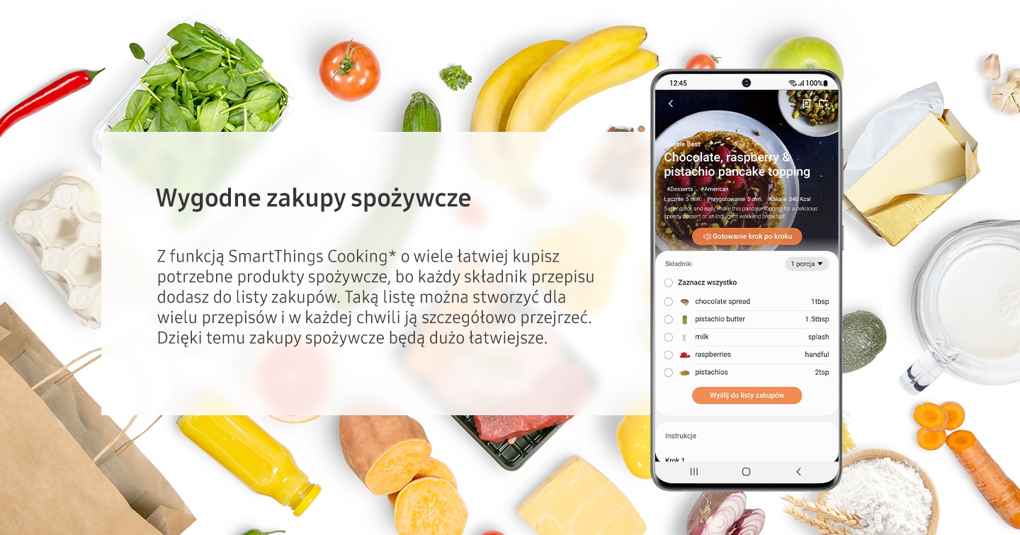 Програма SmartThings Cooking доступна для індукційної плити SlimFit NZ64B5045FK/U2 з можливістю створення списку покупок