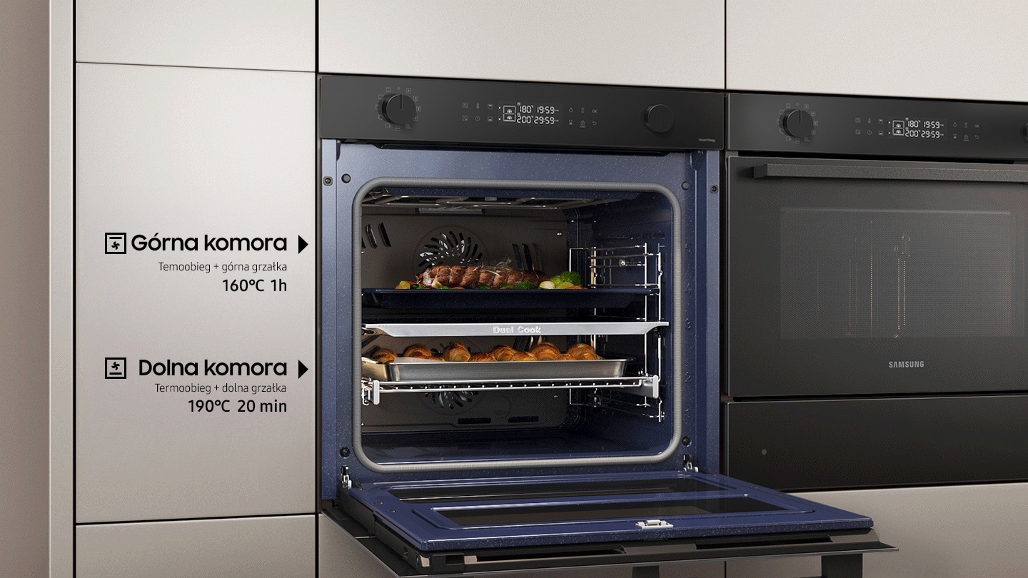 NV7B4545VAK/U2 cuptor cu ușă despicată cu tehnologie Dual Cook Flex