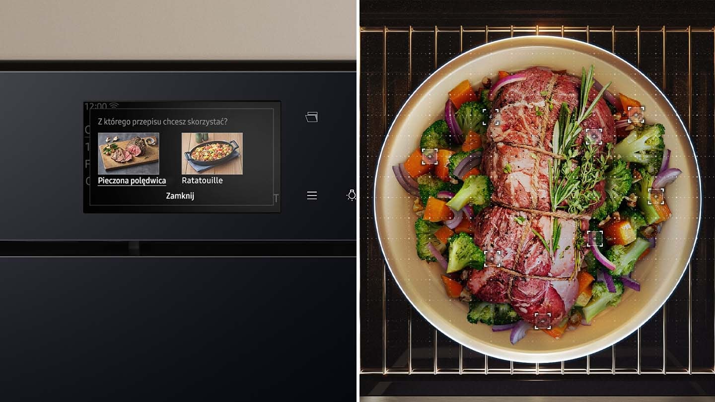 Afișează un fel de mâncare care conține un rost de carne friptă înconjurat de legume fripte.