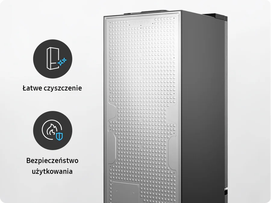 Vannak Easy Clean és Safe Protection ikonok. Az RB7300 hátulnézete látható.