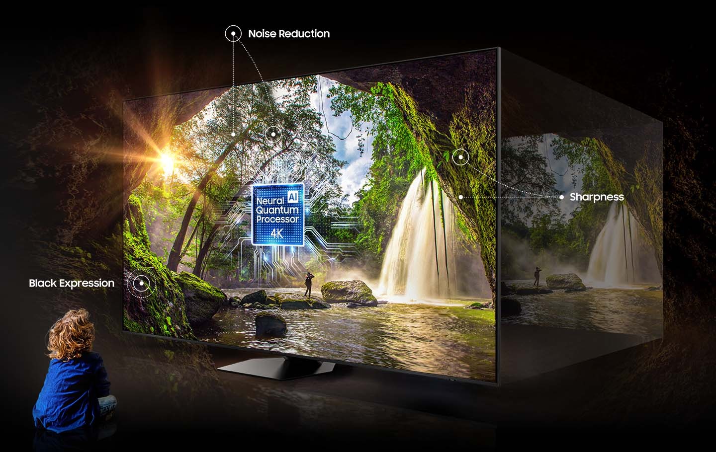 Wideo przedstawiające Wzmocnienie Jakości Obrazu w telewizorze Samsung 98 cali Q80C QLED 4K