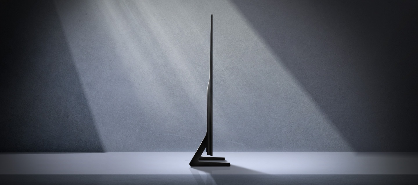 Графіка, що показує обтічний дизайн телевізора Samsung OLED 4K S85D