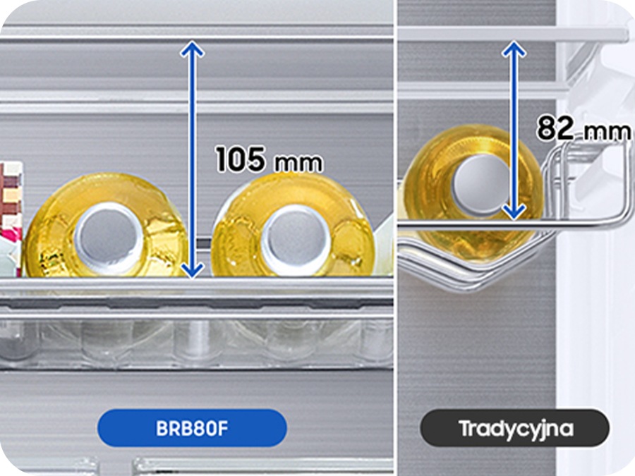 The conventional size is 82mm, and the BRB80F size is 105mm.