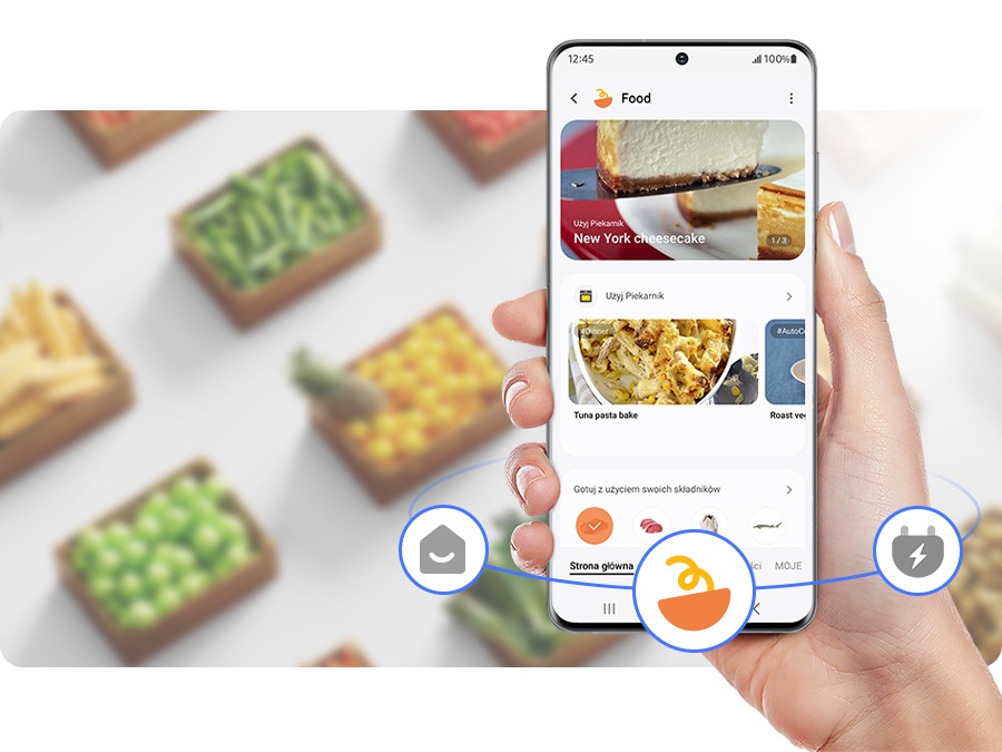 Egy kézben tartó telefon, amelyen a SmartThings Energy alkalmazás az energiafogyasztást ellenőrzi.