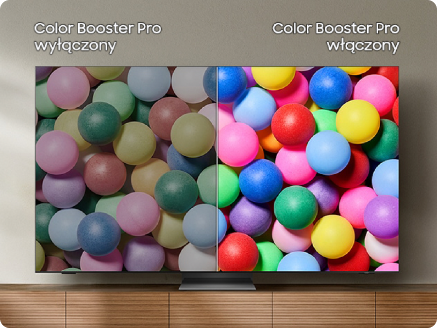 З кольором Booster Pro кольори на екрані виглядають нудно. З Color Booster Pro, та сама сцена виглядає яскравіше.