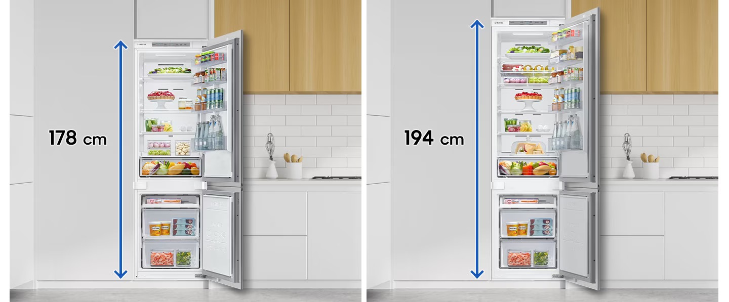 A BRB80F30BDS0EO hűtőszekrény magassága 178 cm-ről 194 cm-re nőtt.