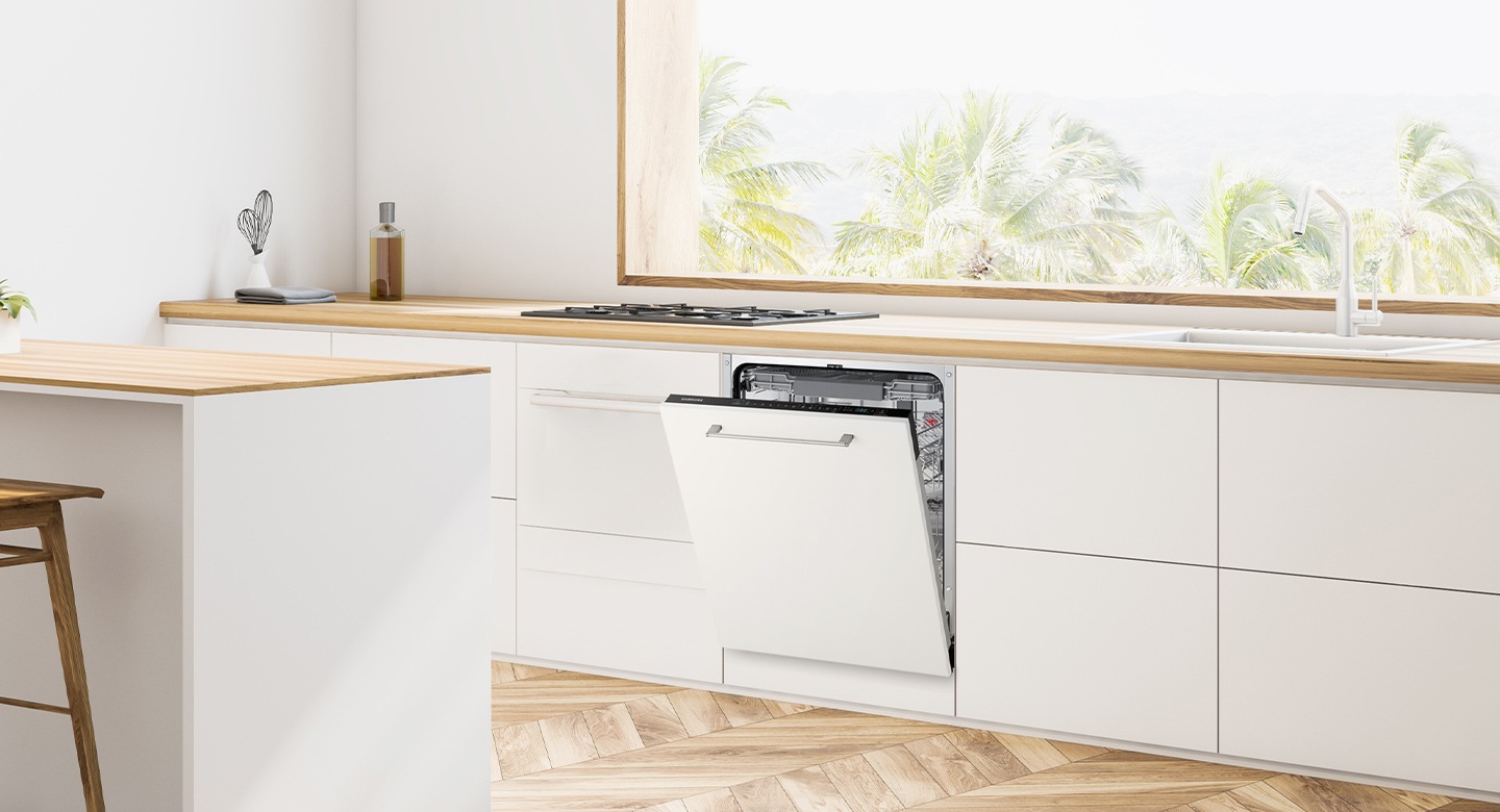 Mașina de spălat vase Samsung DW60A6090BB/EO impresionează prin design și eficiență.