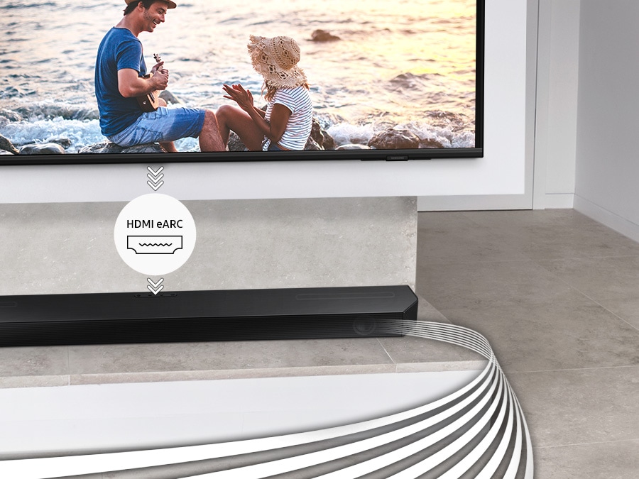 Sprawdź, jak działa HDMI eARC, w które wyposażony jest soundbar pod TV Samsung HW-Q600B/EN.