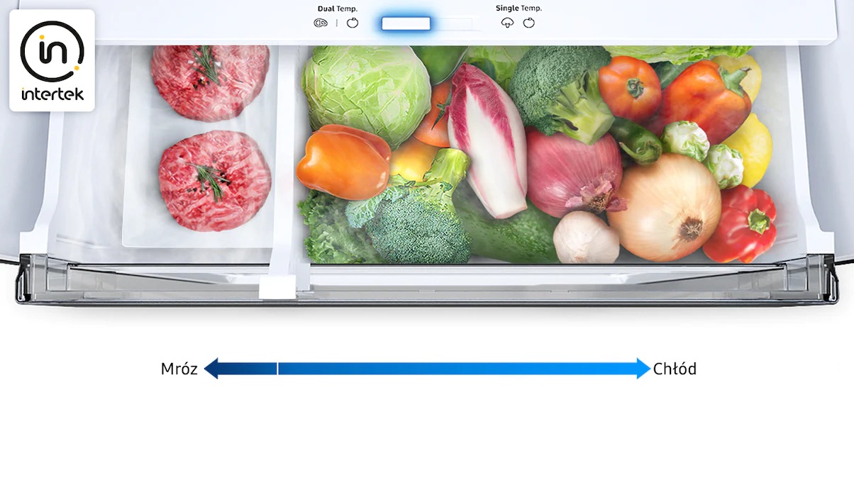 Lodówka Grand + z dolnym zamrażalnikiem RB34C775CB1/EF i komorą Optimal Fresh + zapewniającą dłuższą świeżość produktów